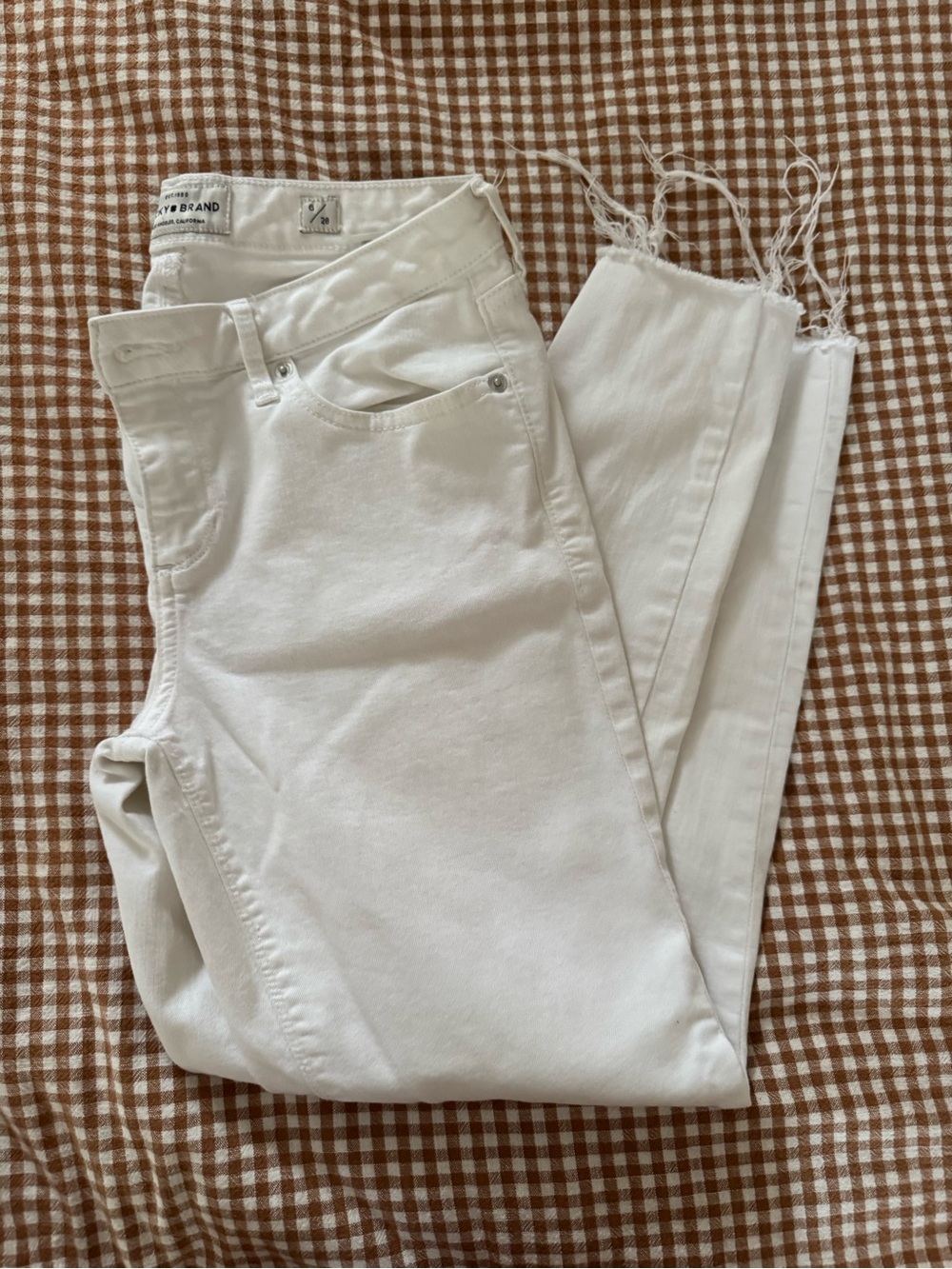 Lucky Brand White Ankle Crop Raw Hem Jeans